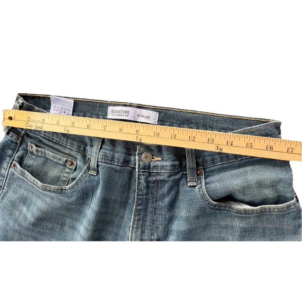 Levi Strauss Signature Jeans Mens 34x34 Relaxed Fit Straight Fit Blue Faded